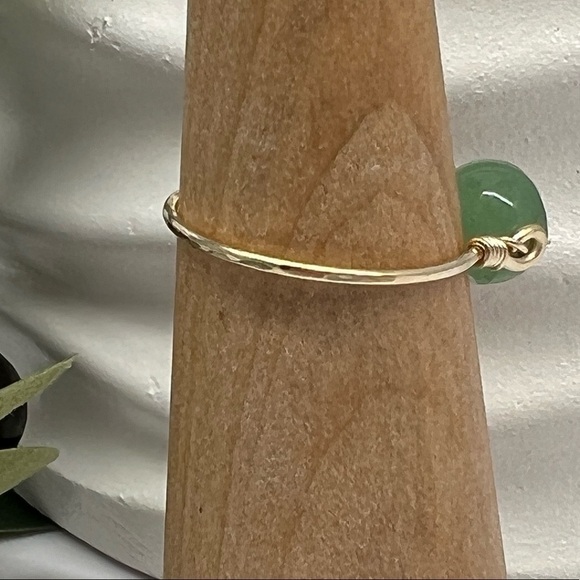 Aventurine Gemstone 14K GF or Sterling Silver Ring Soft Green - Picture 7 of 14